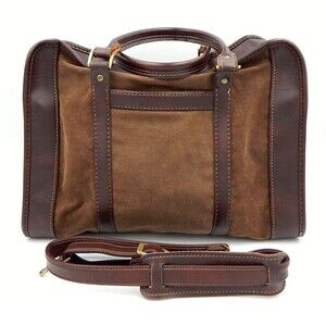 Scovill Brown Leather Suede Soft Sided Briefcase Attache Shoulder Side Pockets